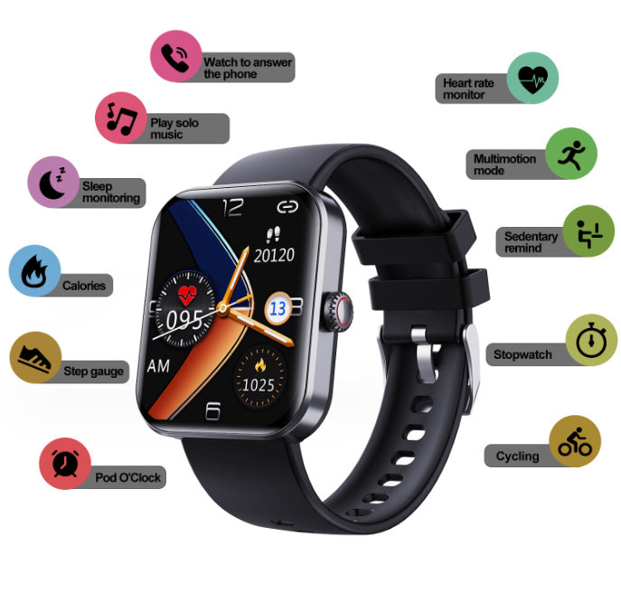 Bracelet de sport F57L, moniteur de fréquence cardiaque, de pression artérielle, de température corporelle, d'informations, montre intelligente Bluetooth