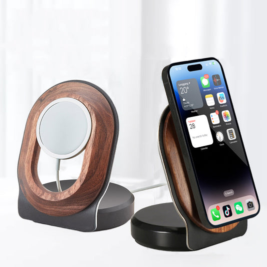 Étagère de bureau en bois, accessoires, chargeur magnétique sans fil en noyer, support de chargement sans fil pour Magsafe