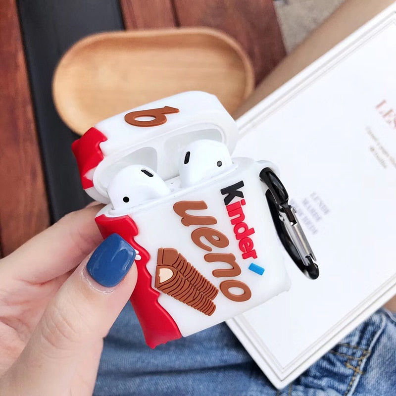Étui de chargement pour écouteurs sans fil Apple AirPods 1/2 Bluetooth, en silicone souple, sandwich au chocolat Kinder Bueno