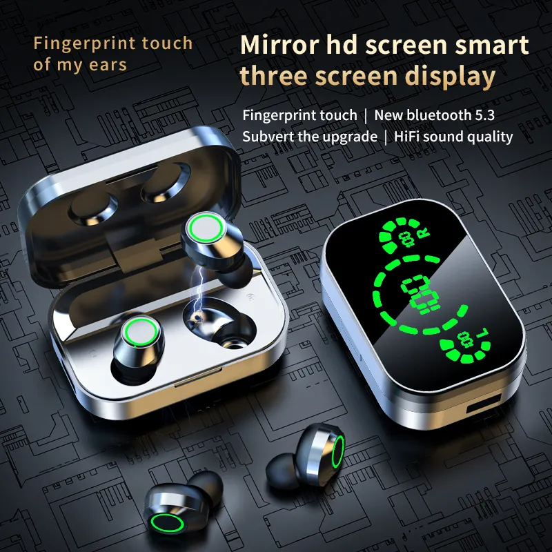 Écouteurs Bluetooth sans fil Mirror Digital YD03 TWS intra-auriculaires à batterie élevée