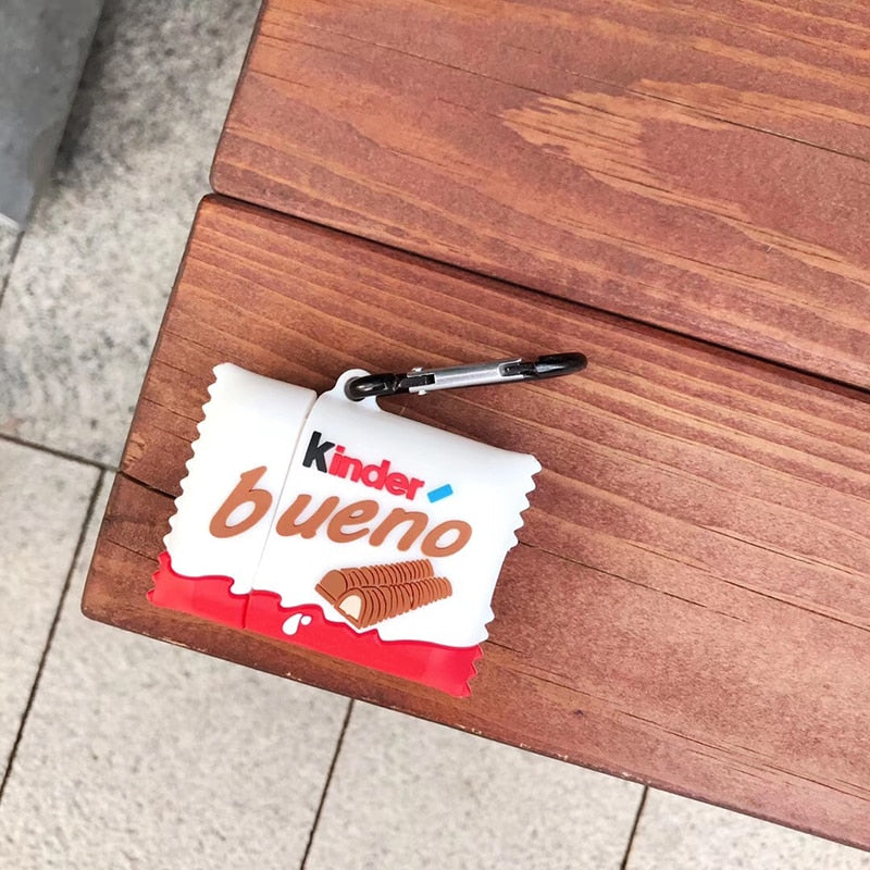 Étui de chargement pour écouteurs sans fil Apple AirPods 1/2 Bluetooth, en silicone souple, sandwich au chocolat Kinder Bueno
